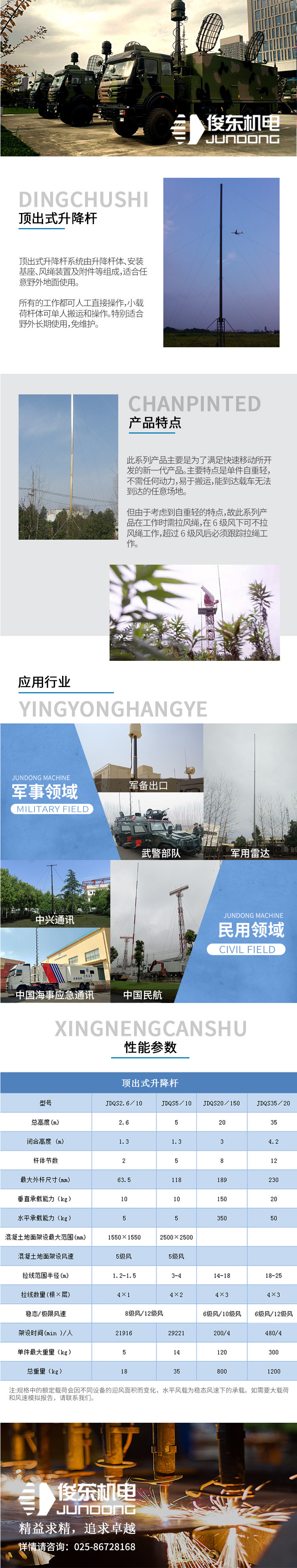 绞盘式手动升降杆(垂直承载20kg,水平承载5kg,拉风绳,地面安装)